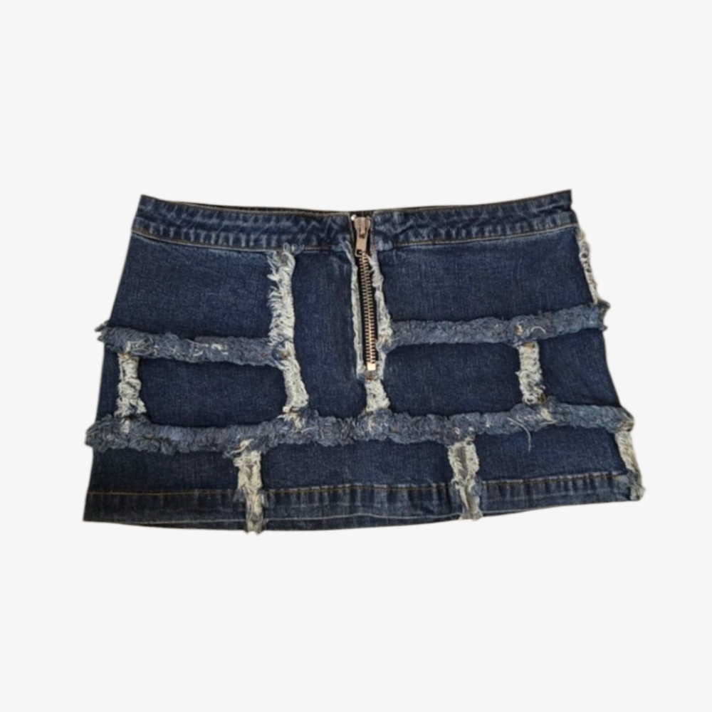 Y2k Denim Patchwork Mini Skirt!